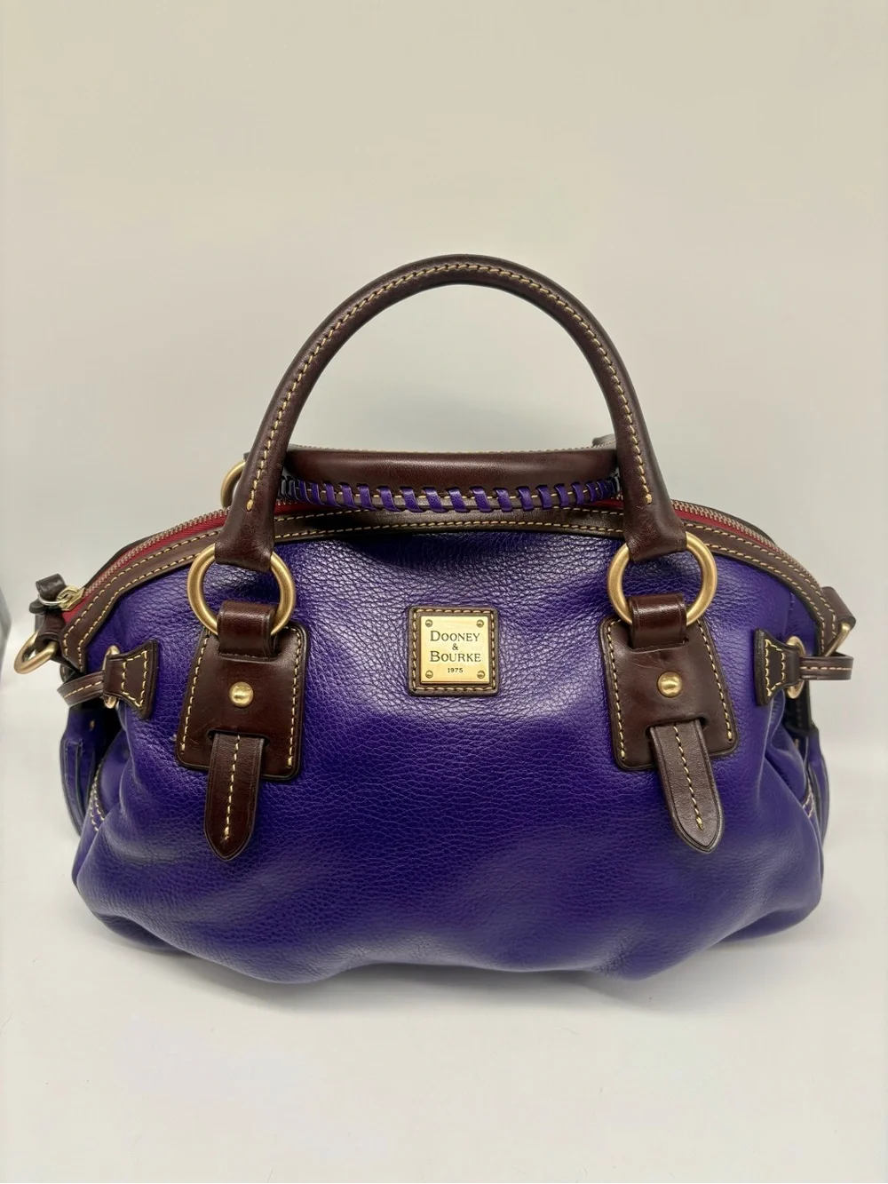 Dooney & Bourke Toledo Florentine Leather Medium Mail Satchel Violet Purple RARE
